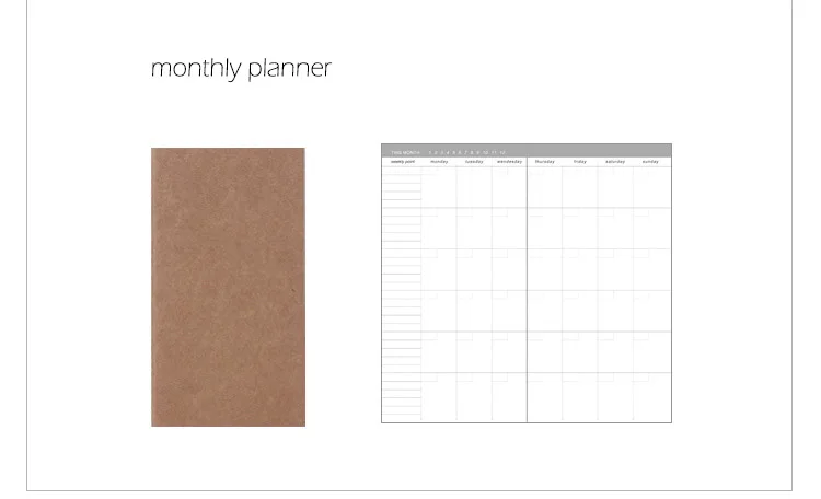 Блокнот из крафт-бумаги, канцелярские принадлежности, дневник, ежедневник, ежедневник, еженедельник, книга, живопись, путешествия, школьные, офисные принадлежности sl1181 - Цвет: monthly planner