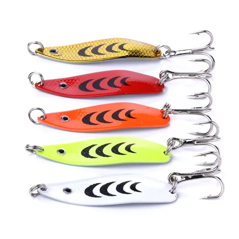 

Fishing Sequin Stripe Colorful Bait Artificial Metal Hard Lure Baits Treble Hook Spinner Carp Spoon Wobbler Fish Sequins Tackle