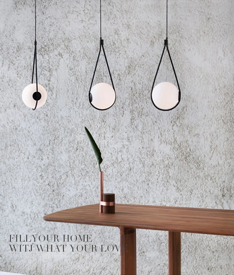 Nordic Design Lamp Pendant Lighting Fixtures Dia 12cm 20cm White Glass Lampshade Dining Room Hanging Pendant Lights 2