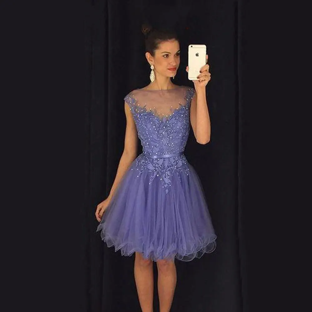 

On Sale Ball Gown Short Prom Dress 2019 Appliques Beaded Homecoming Dress Party Prom Gowns Graduation Dresses 8th Grade