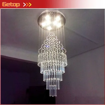 

Best Price Duplex Staircase Rotating Long K9 Crystal Chandeliers Modern Luxury Living Room Villa Hall Lobby Project Lights