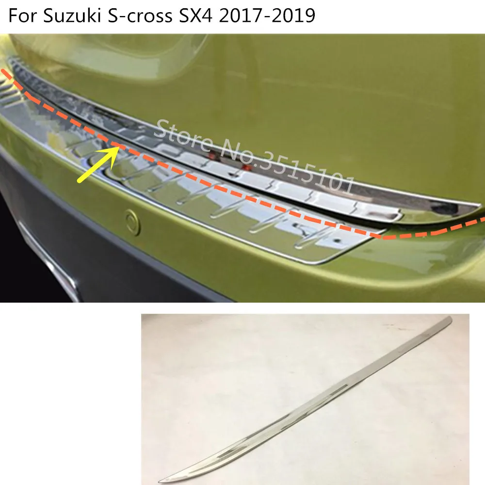 

car styling Stainless Steel Rear back door License tailgate bumper frame plate trim trunk For Suzuki S-cross SX4 2017 2018 2019