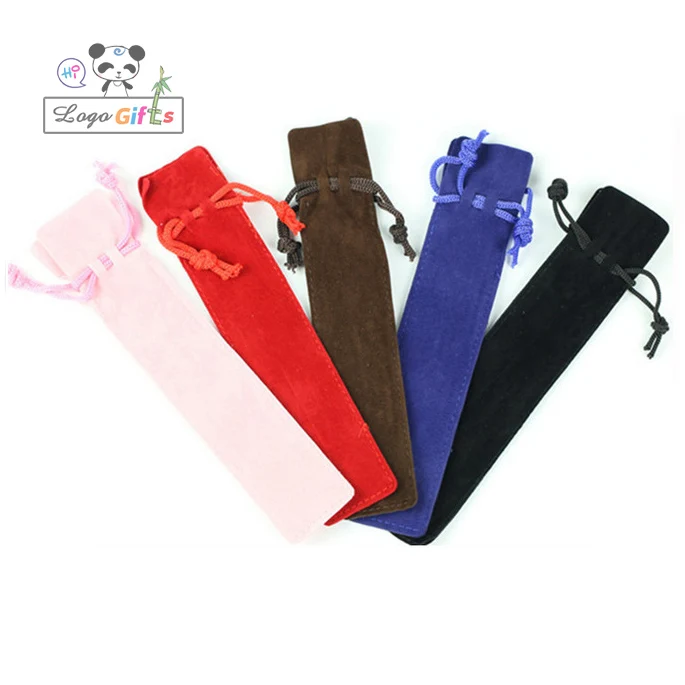 

Velvet Pouch Holder Single Pencil Bag Case For Fountain/Ballpoint Pencil Cases & Bags Thicker Case With Rope For Rollerball