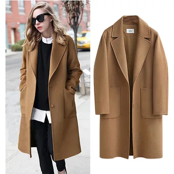 

Women's Double-Sided Coat 2019 Europe United States New Large Size Casual Windbreaker Autumn Winter Long Casual Coat Parker Coat