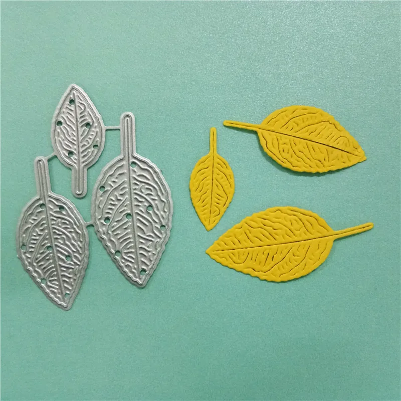 

Bi fujian Etched Edge Leafs 3Pcs METAL CUTTING DIES DIY Scrapbook PAPER CRAFT card album gift present knife mold art cutter