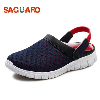 

SAGUARO Summer Men Slippers Shoes 2019 Fashion Mesh Slippers Unisex Beach Sandals Casual Flat Slip On Flip Flops zapatos hombre