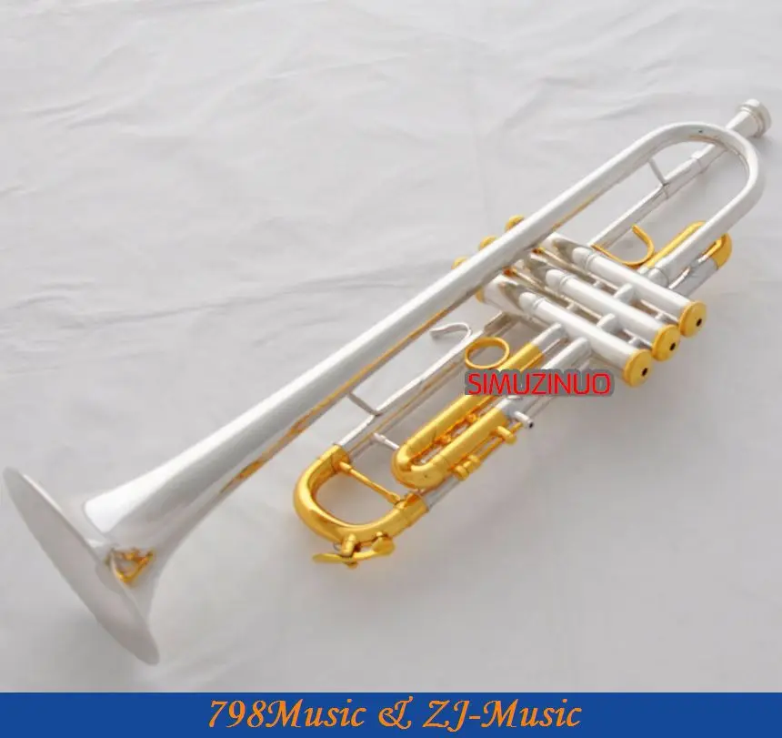 Профессиональная позолоченная труба из серебристого золота Monel B-плоский черный чехол для ключа с чехлом