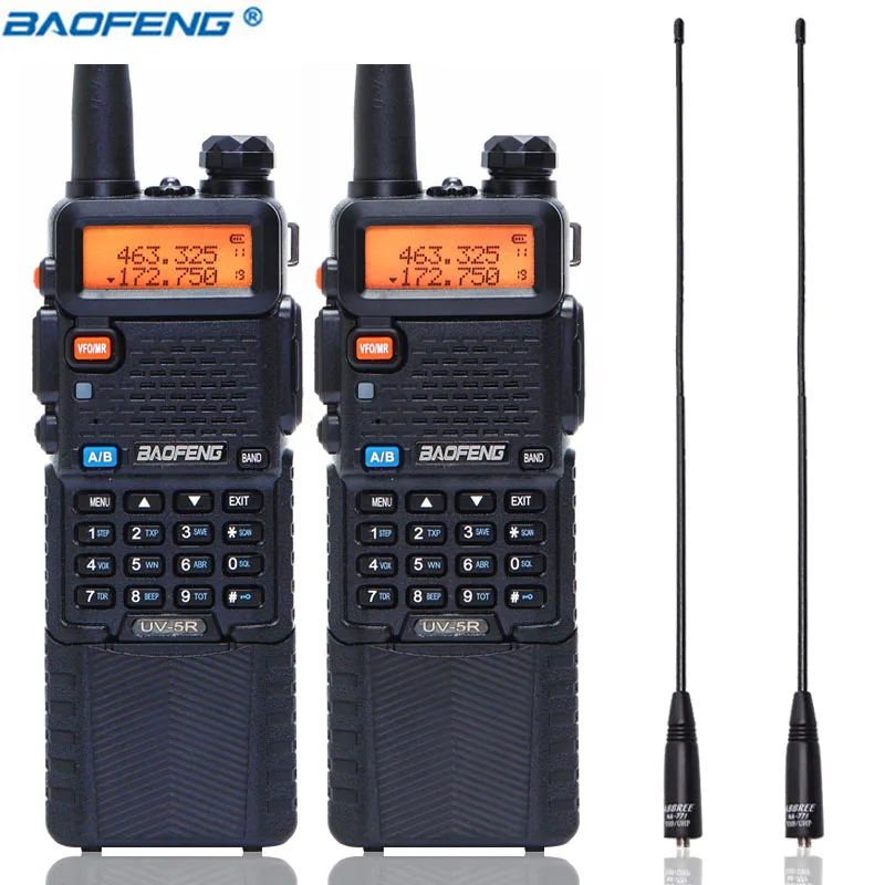 2 шт Baofeng UV-5R с 3800 mAh Длинный литий-ионная рация На Батарейках двухдиапазонный УКВ + UHF UV5R Ham раций (черный/Камуфляж)