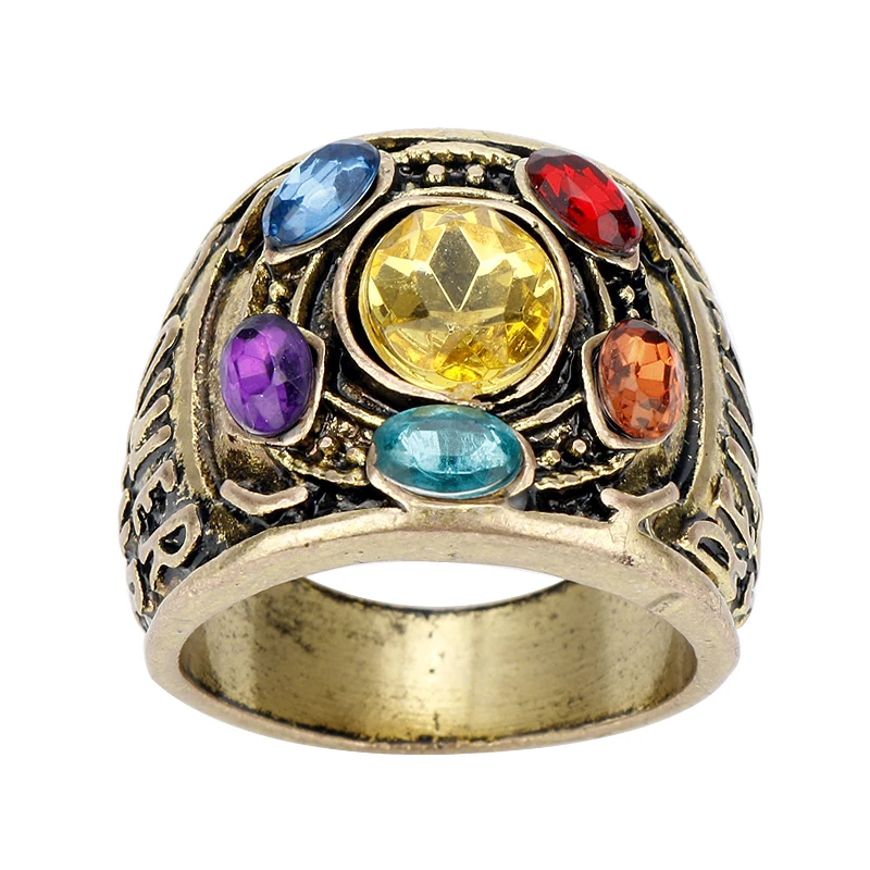 

HANCHANG Hot Marvel Avengers: Infinity War Thanos Golden Infinity Gauntlet Become Metal Ring Accessory Men Cosplay Rings Gift