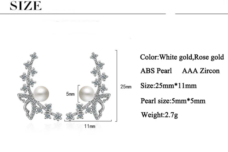 JYouHF дизайн 925 пробы серебряные серьги для женщин Белый розовое золото цвет серьги бабочка с жемчугом женские ювелирные изделия подарок