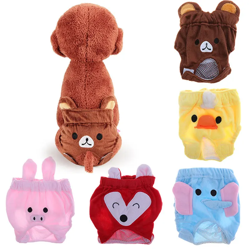 

Reusable Dog Diapers Belly Band Cotton Physiological Underwear Wrap Nappy Cartoon Bear Pets Sanitary Pants Dog Briefs