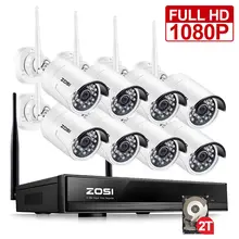 ZOSI 1080P Беспроводная система видеонаблюдения 2 ТБ HDD 2MP 8CH мощный NVR IP IR-CUT Bullet CCTV камера IP система безопасности комплекты видеонаблюдения