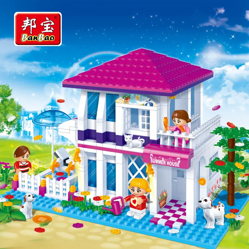 

BanBao girl block model building block children toy city gift happy restaurant Compatible With Legoe