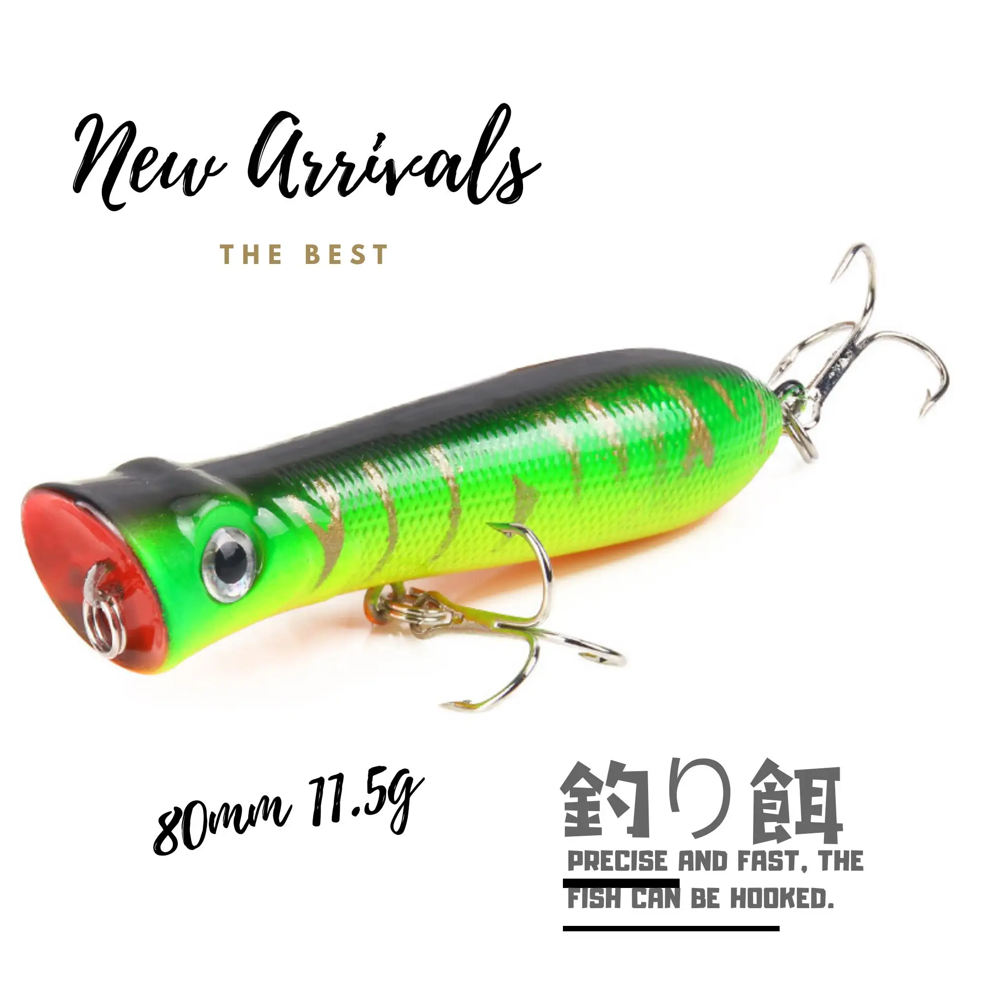  arrive Fishing Lure Popper Bait Crank Bait Artificial Swim Bait 8cm 11.5g high quality japanese sty