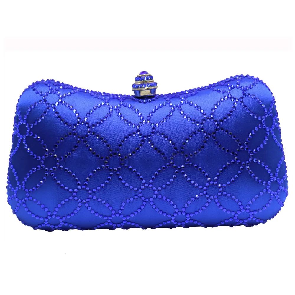 Wholesale Royal Blue Flower Rhinestone Crystal Clutches and Evening