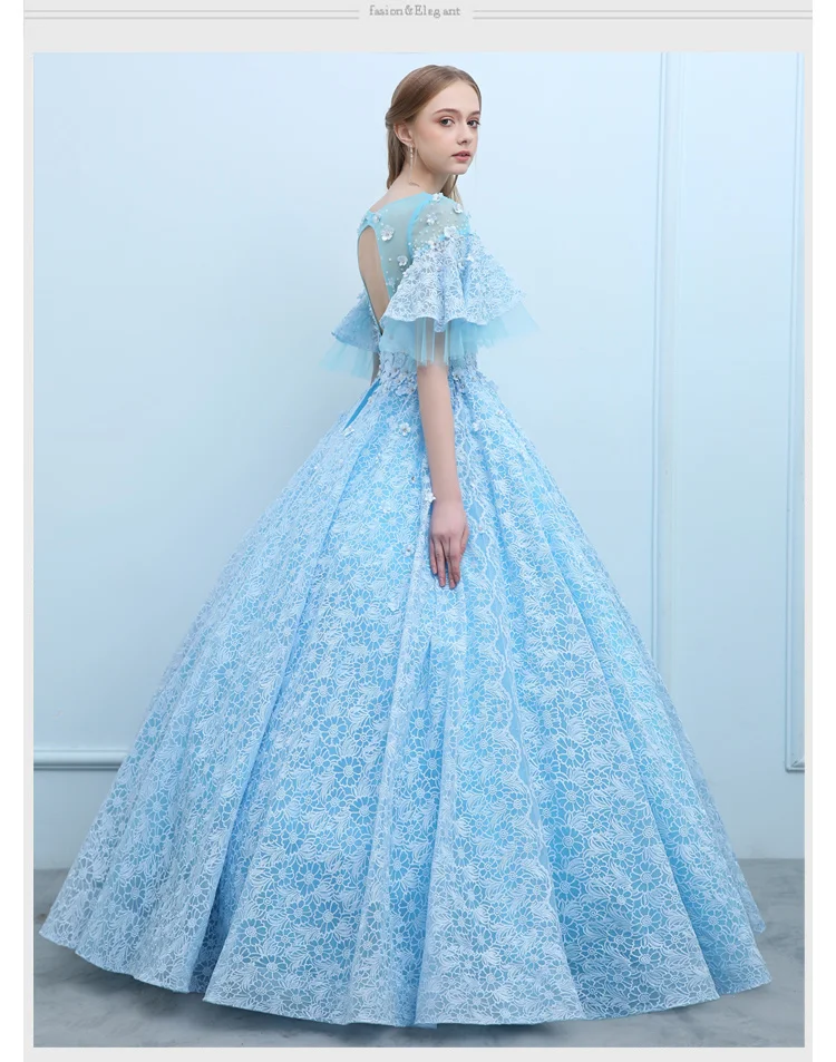 

100%real light blue lace embroidery ball gown Medieval Renaissance Gown queen costume Victorian dress Marie Antoinette Belle