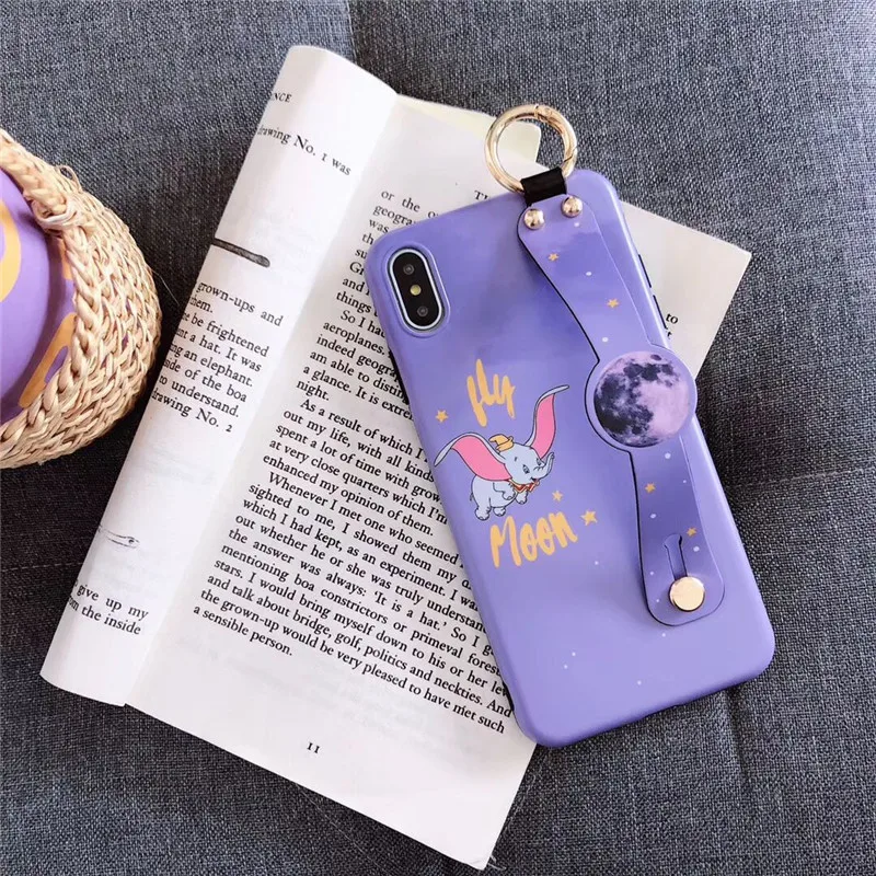 Чехол DIS с милым мультипликационным принтом фиолетовый летающий слон чехол для телефона для iphone XS MAX XR X 6 6s 8 7plus IMD матовый мягкий кронштейн ремешок на запястье