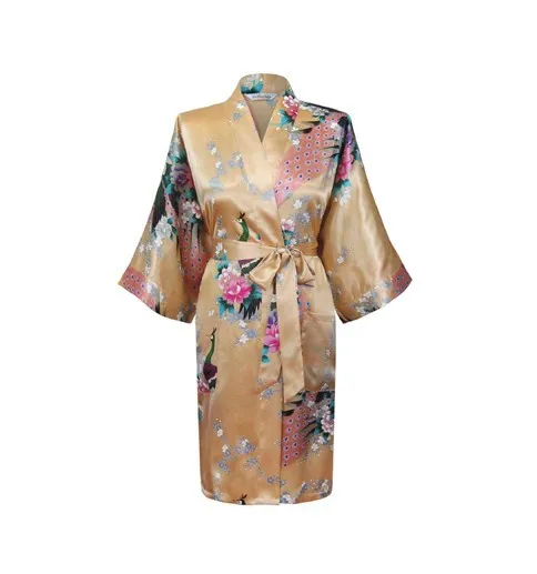 Белые модные женские кимоно Павлин банный халат ночная сорочка халат юката пижамы с поясом S M L XL XXL XXXL KQ-9 - Цвет: yeller