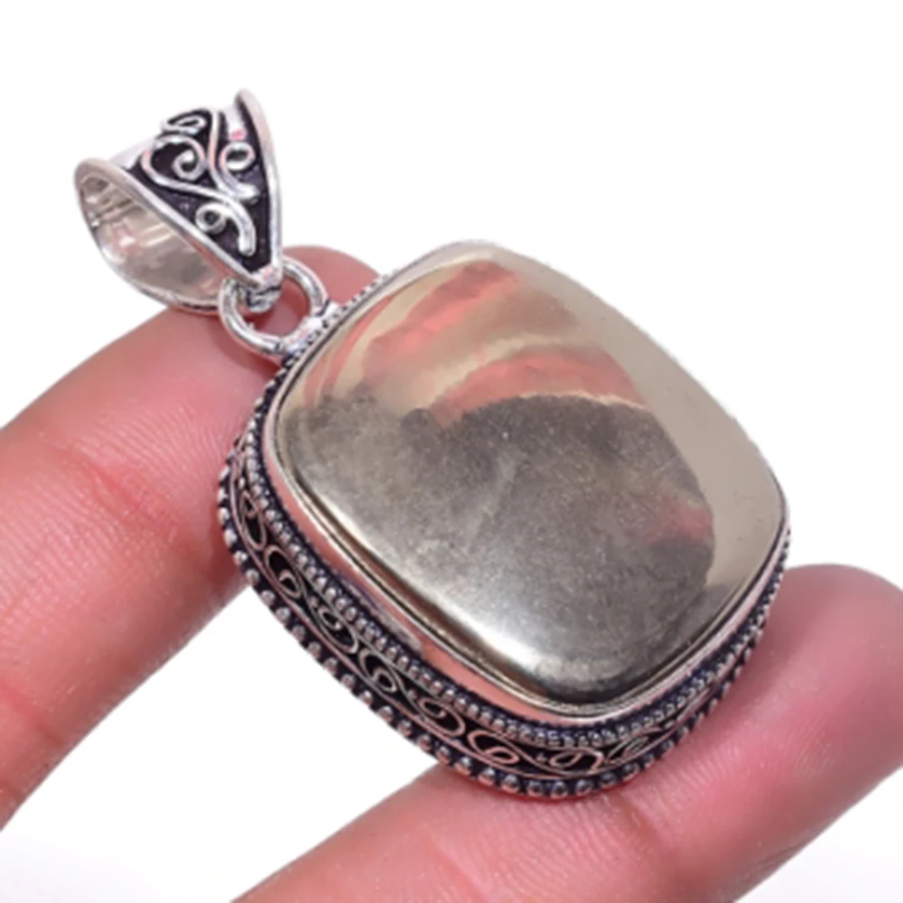 

Pyorite, Silver Overlay on Copper Antique Pendant ,47mm, P5841