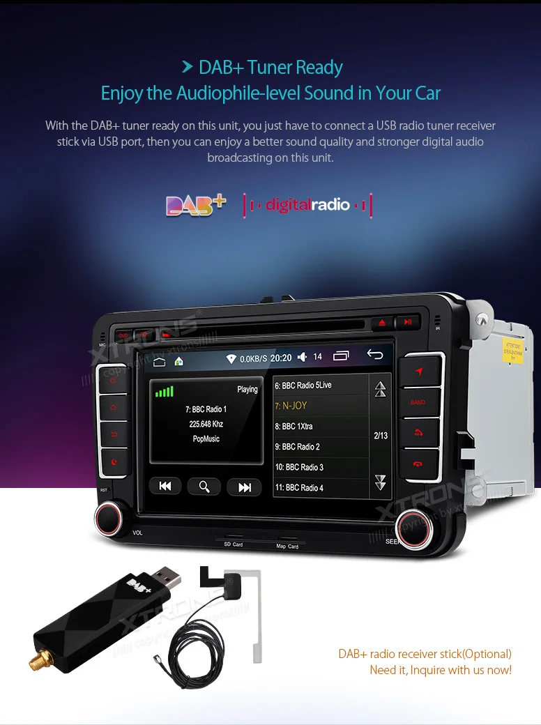 Top XTRONS 7" Android Head Unit Stereo Radio GPS Video Car DVD Player for Volkswagen Passat CC Eos Estate Sedan for Skoda for Seat 13