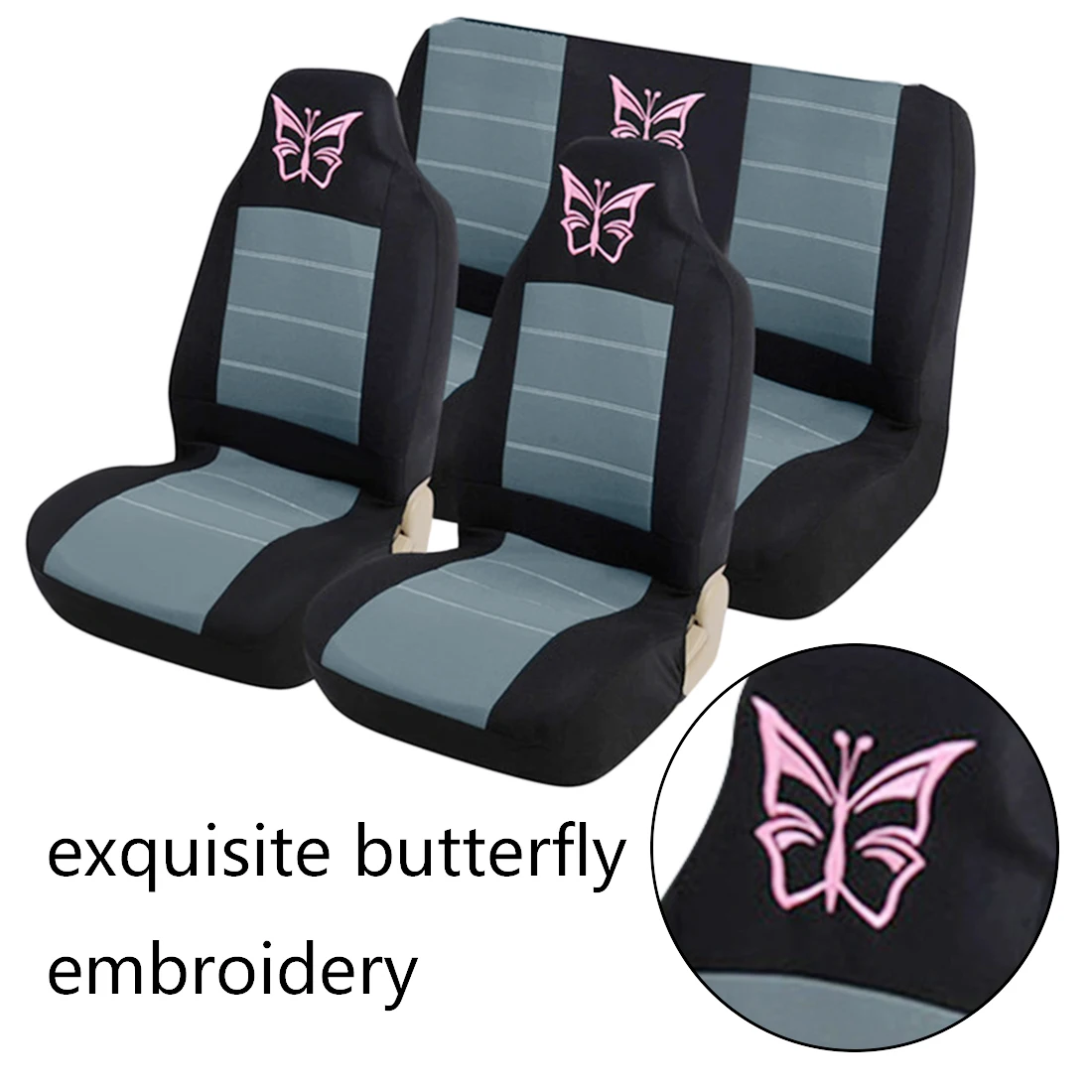 Dewtreetali 8pcs car seat covers universal embroidery car seat
