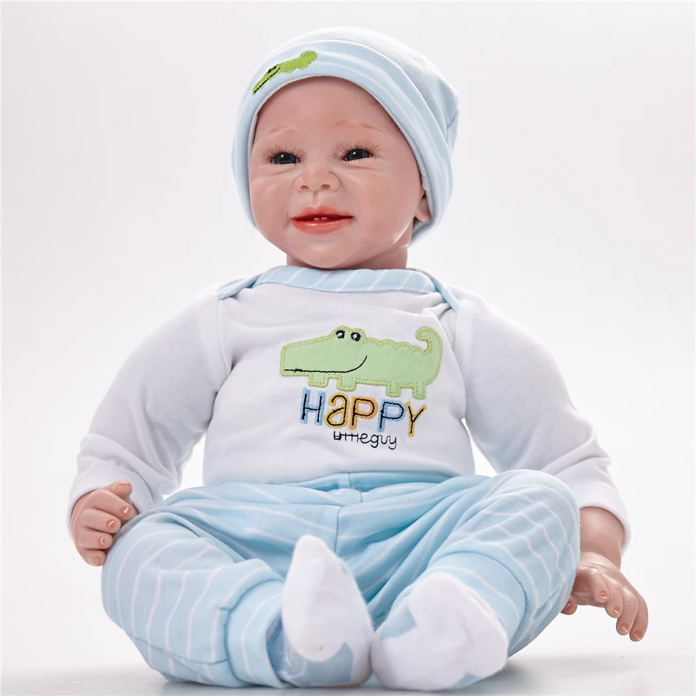 55CM Baby Dolls Lifelike Reborn Baby Doll Action Figure Toys Silicone Children Toy with Hair