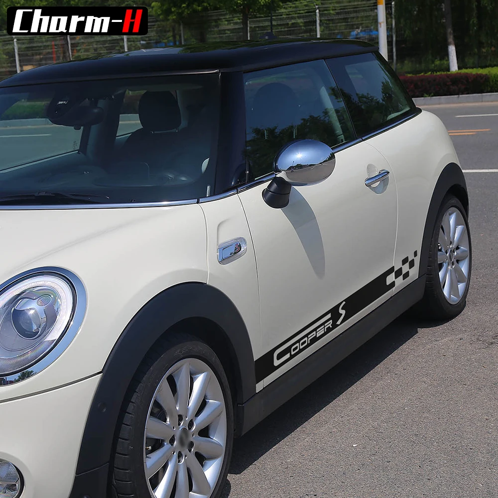 Автостайлинг наклейки с боковой юбкой для MINI COOPER S Racing Stripes Clubman R55 F54 R56 F56 R50 R53 F55 F60