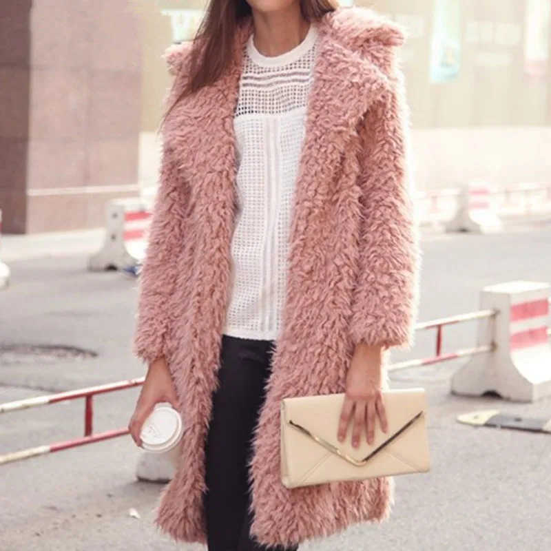 2019 Autumn Winter Women Jacket New High-end Coat Elegant Lamb Wool Long-sleeved Jacket Lapel Furry Ladies Long Casual Outerwear 2019 Autumn Winter Women Jacket New High-end Coat Elegant Lamb Wool Long-sleeved Jacket Lapel Furry Ladies Long Casual Outerwear