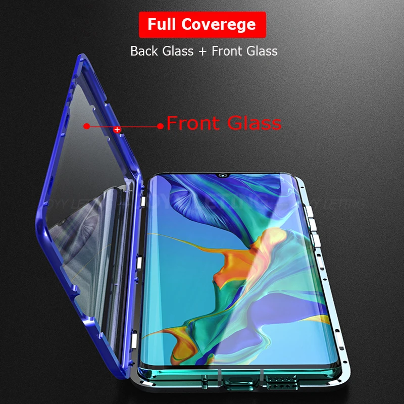 Luxury 360 Full Protection Magnetic Adsorption Phone Case For Huawei P30 Pro Metal Bumper Clear Glass Cover Case For P 30 Pro Luxury 360 Full Protection Magnetic Adsorption Phone Case For Huawei P30 Pro Metal Bumper Clear Glass Cover Case For P 30 Pro