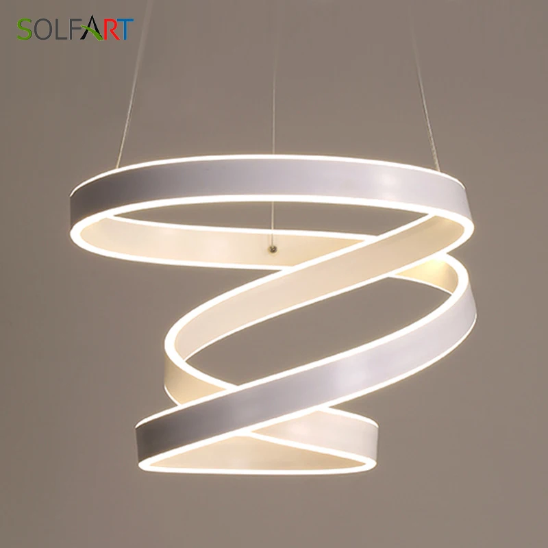 

SOLFART LED Modern Ceiling Pendant Lamps For Dining Room Aluminum Dimming With Remote Control Cord Pendant Lights