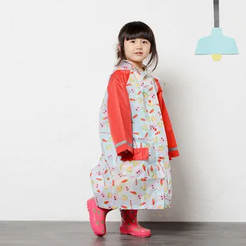 

Fashion Waterproof Kids Boys Girls Raincoat Hooded Cartoon Children Students Rain Coat Suit with School Bag Poncho Rainwear