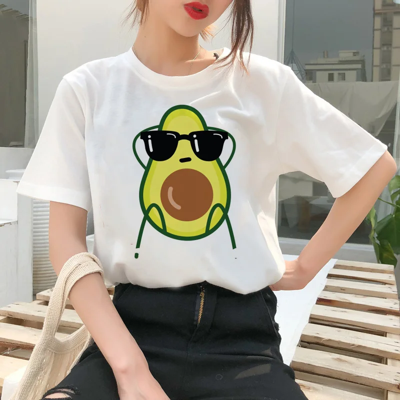 

Avocado Vegan T-shirt Small Fresh Short Sleeve Harajuku Tee Top Cartoon Women Female Ullzang Casual Cute T Shirt Tshirt Fashion