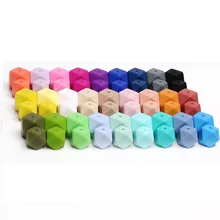 Contas de silicone hexágono 50 peças, berloque de silicone de 17mm enfermagem colar de mastigar achados de jóias diy mordedor sem bpa para bebê
