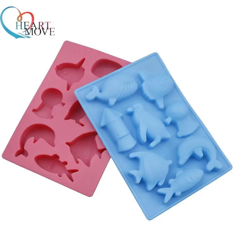 

HEARTMOVE 8 Hole Whale Dolphin Fish Penguin Shape Silicone Chocolate Mold Cute Animals Cake Mould Fondant Tools 9532