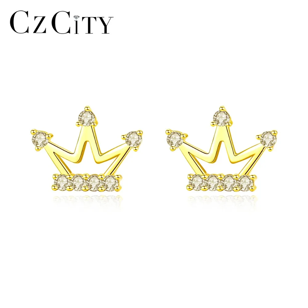 CZCITY милые полые принцесса проект &quotКорона&quot стильные женские серьги маленькие