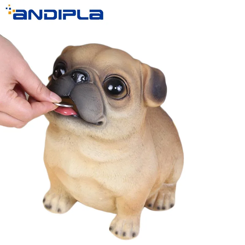 

Creative Cute Dog Money Boxes Lucky Pug Sculpture Piggy Bank Cash Coins Saving Box Money Saving Box Deposit Boxs Home Decor Gift