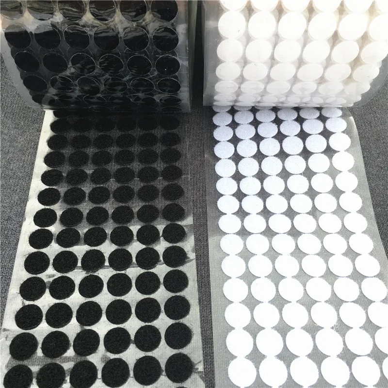 

1000Pairs Black White Hook and Loop High Quality Glue Nylon Sticker Strong Self-adhesive Disk Dots Sewing Handmade Supplies
