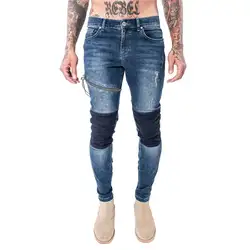 Высокого качества Новое поступление 2017 года cosmama модный бренд рваные байкерские тонкий тощий джинсовые дизайнерские джинсы для мужчин