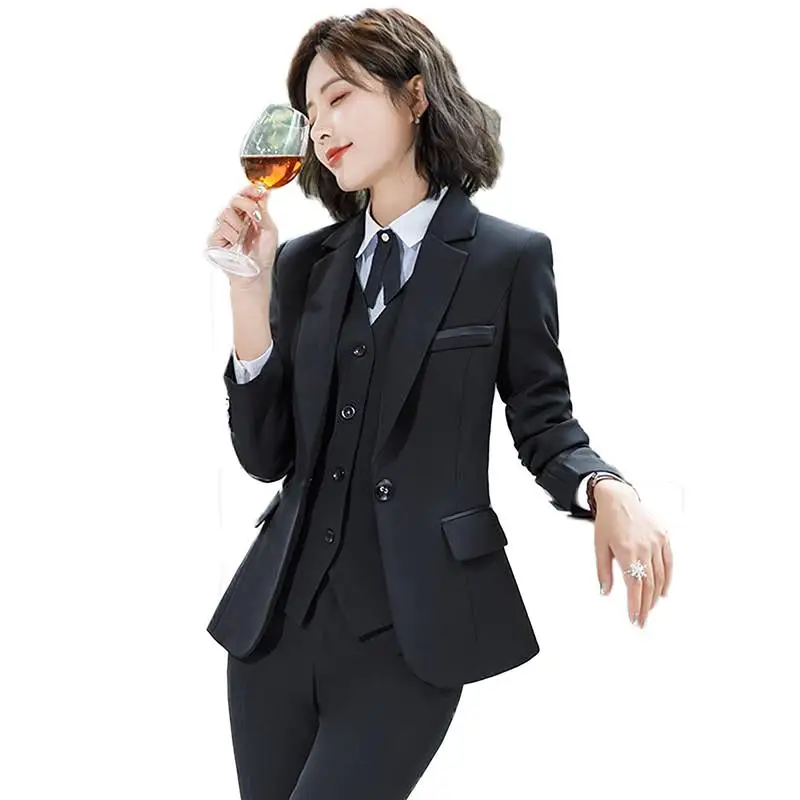 

New Fashion Suit Women Slim Thin Pants Suit Classic Blazer Jacket & High Waist Pant 2 Pieces Sets Office Lady Work Wear Suit W35