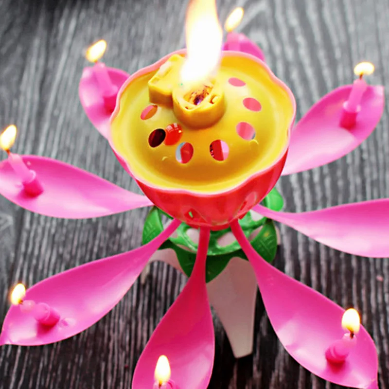 

Children Happy Birthday Party Music Candle Romantic Lotus Flower Lights With Musical Automatically Open For Kids Gifts DAG-ship