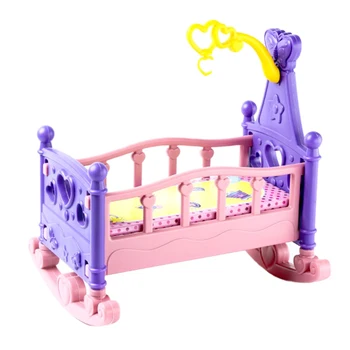 

Mini Doll House Furniture Accessories Rocking Crib Bed Toy
