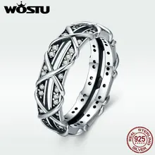 WOSTU High Quality 100% 925 Sterling Silver Intertwine Love Finger Ring for Women Luxury S925 Silver Party Jewelry Gift DXR335