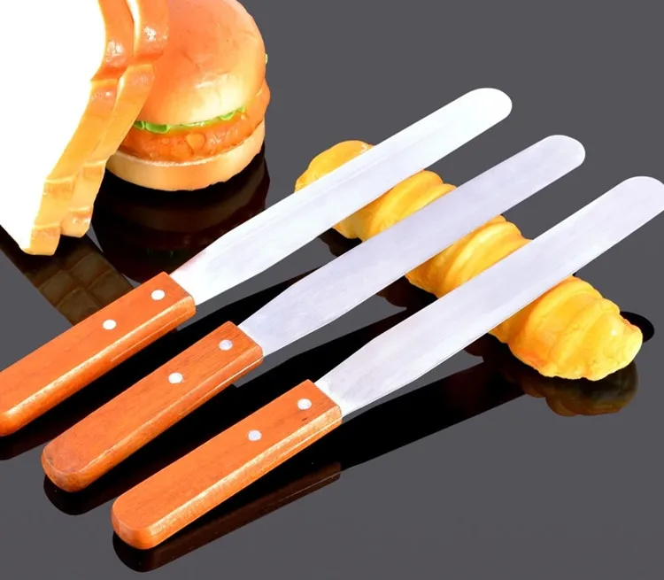 1PC Professional 8 Inches Stainless Steel Cake Icing Spatula with Wood