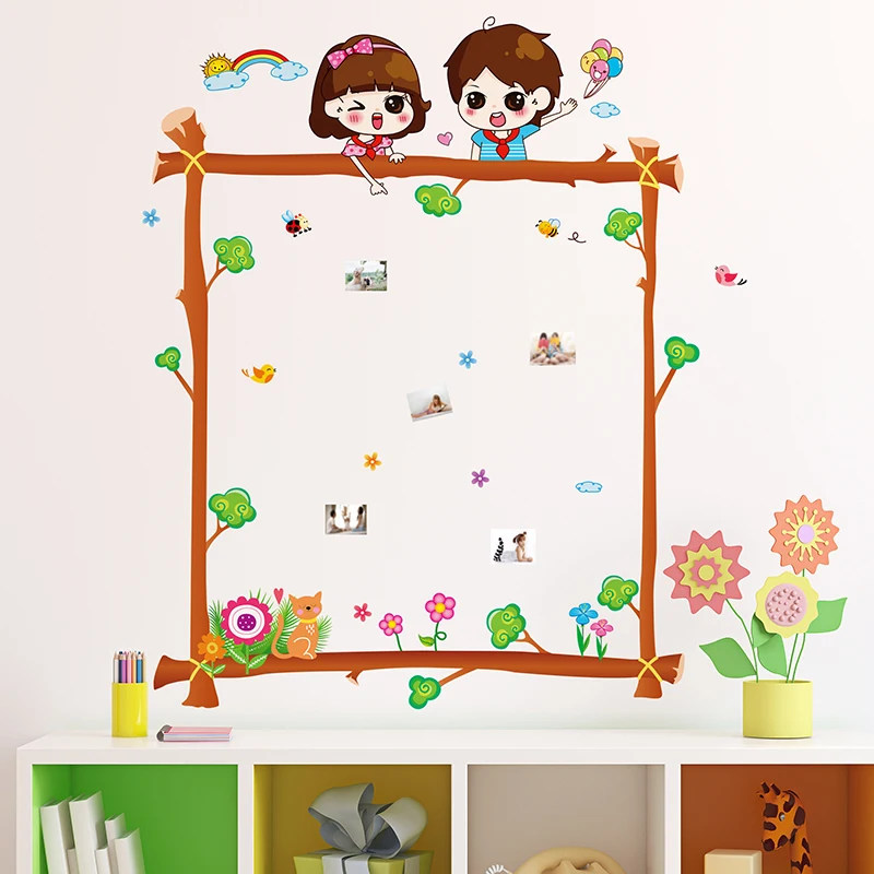 

[shijuekongjian] Cartoon Kindergarten Classroom Wall Sticker DIY Students Wall Decals for Nursery School Kids Room Decoration