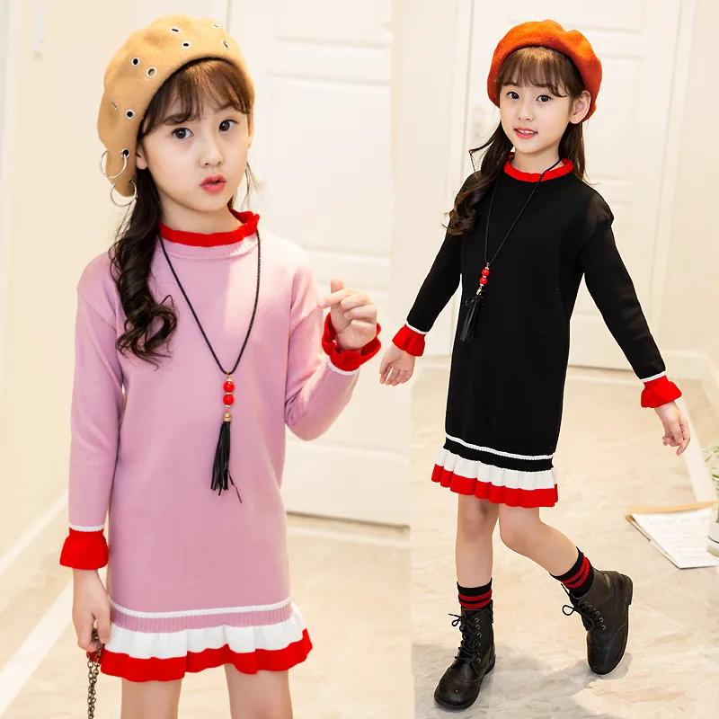 pullover child girls sweater dress long sleeve 2019 spring knit 12 ...