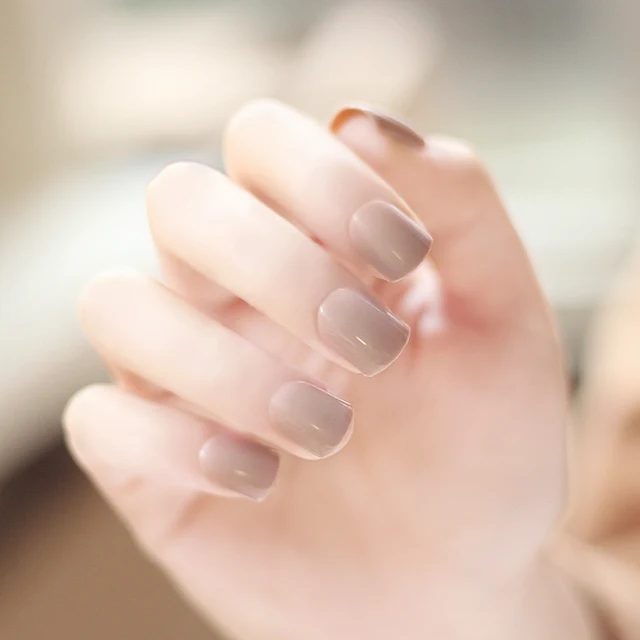 Alta calidad del color puro serie de color caqui color uñas postizas