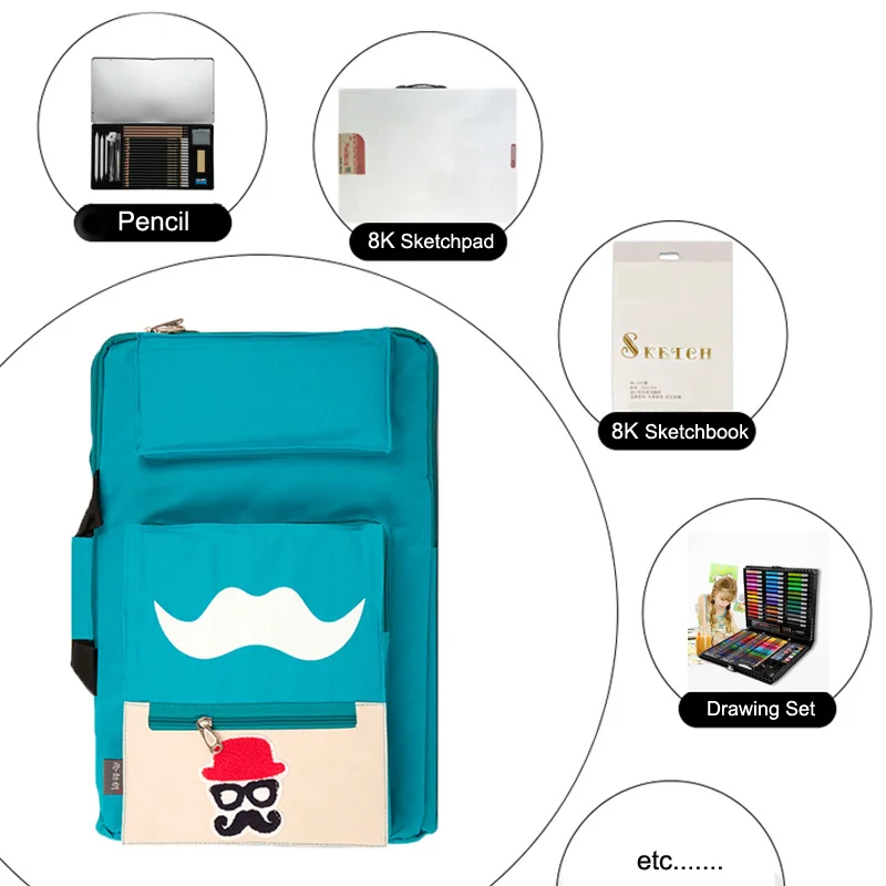 Günstige Kinder Kunst tasche für zeichnung bord malerei set reise 8K skizze tasche für skizzieren Leinwand malerei kunst liefert für kinder künstler