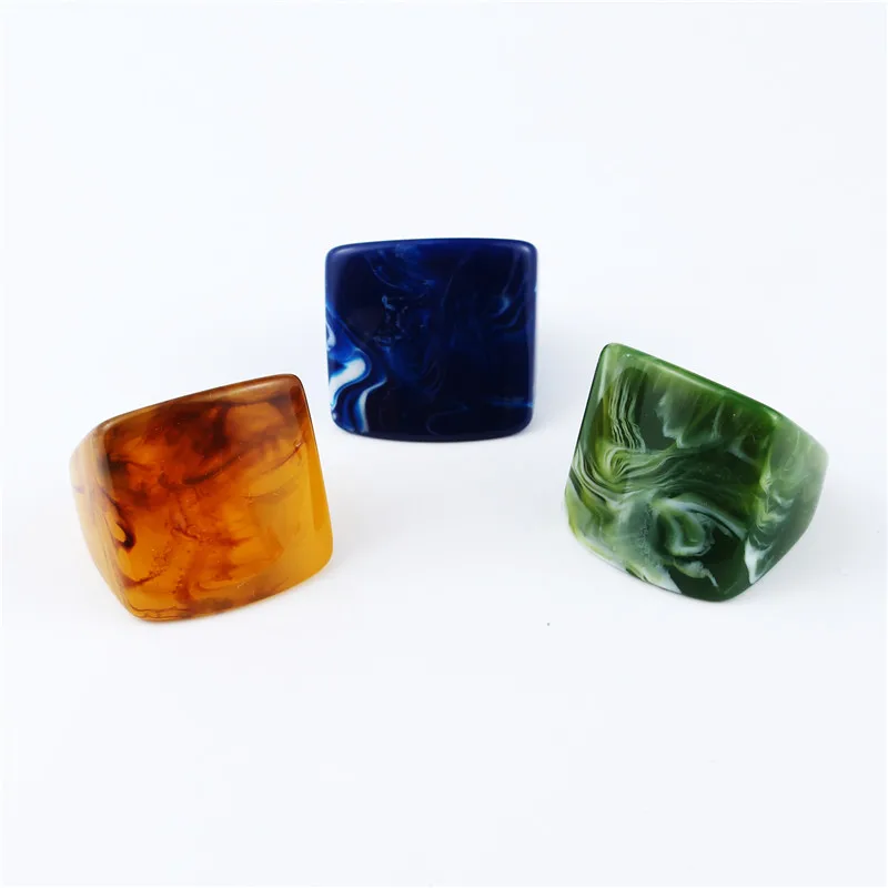 Dayoff European Unique Leopard Rings For Women Men Ring Jewelry Simple Smooth Handmade Rings Square Punk Bands R30