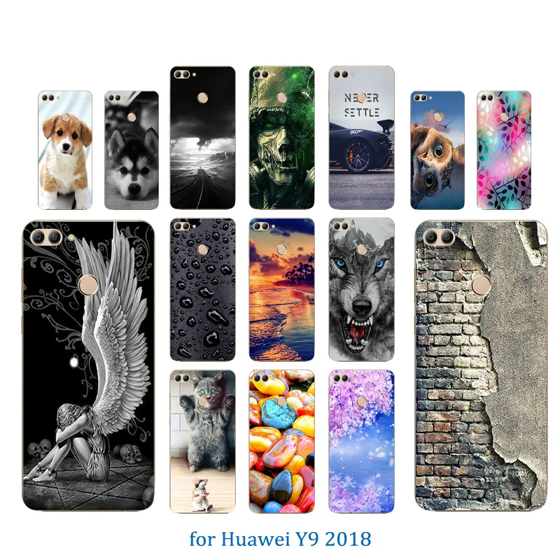 Для Huawei Y9 2018 прозрачный силиконовый чехол 5 93 дюйма для Enjoy 8 Plus цветной узор FLA-AL00