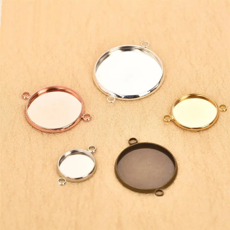 

10Pcs 10/12/14/16/18/20/25mm Multi Colors Round Blanks Base Setting Cabochon Cameo Trays For Necklace Pendant Jewelry Findings